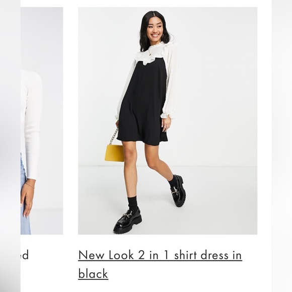 Miss Selfridge Black Dress with White Sheer Sleeves - Picture 3 of 3